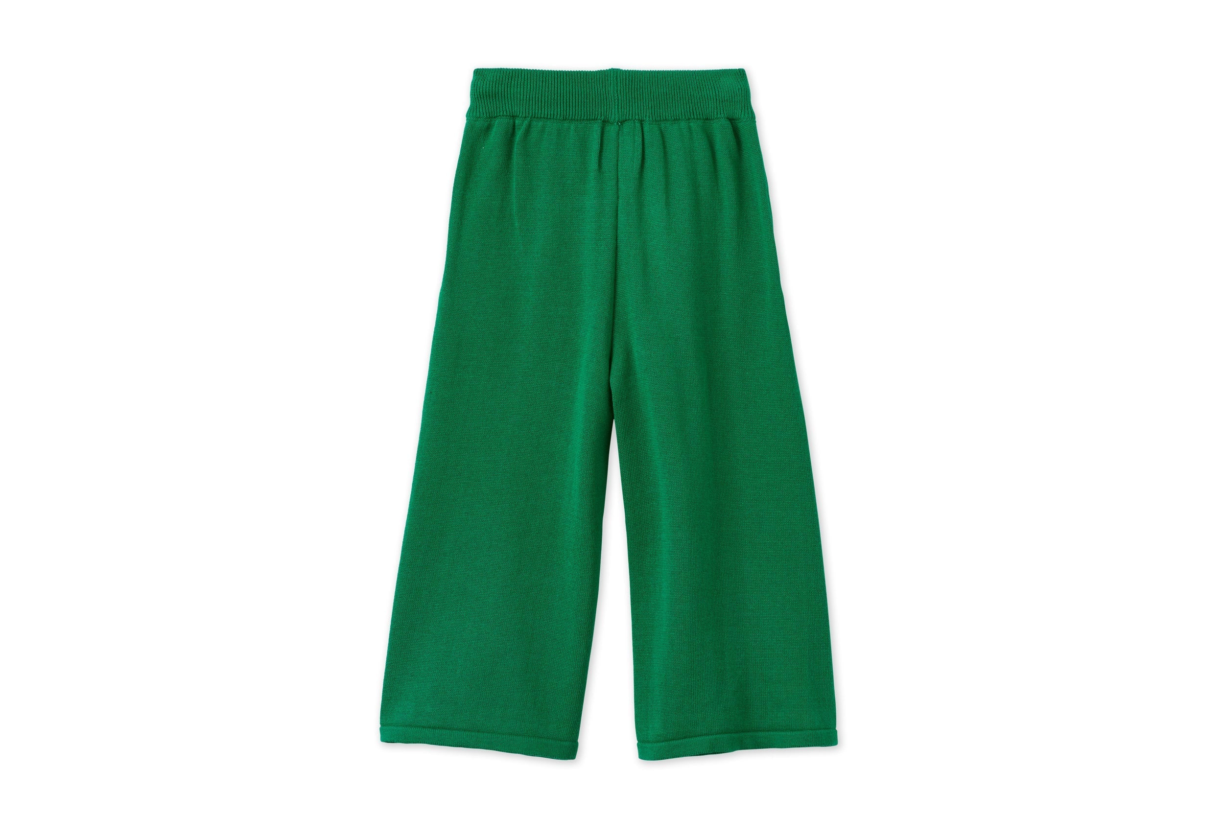 Organic Knit Wide Leg Trousers | Beech Tree Green