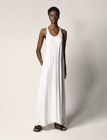 Another Tomorrow Racerback Dress in White – Cotton Women's Dress