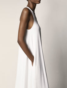 Another Tomorrow Racerback Dress in White – Cotton Women's Dress