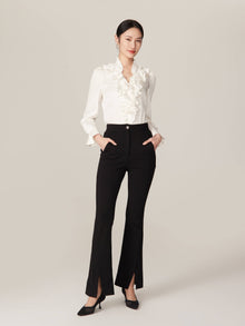 High-Waisted Bottom Cut Pant | Black