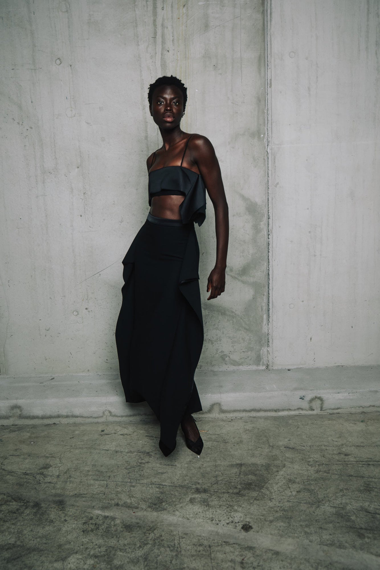 Illusion Winged Maxi Skirt | Ivory