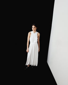 Another Tomorrow Shirred Midi Dress in Off White – Viscose Women's Dress