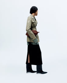 Another Tomorrow Contrast Jacket in Olive/Black – Cotton Women's Jacket