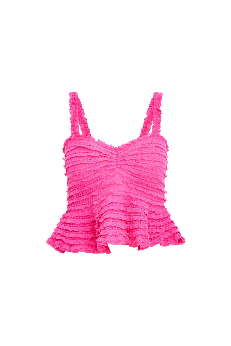 Azami Cotton Gauze Peplum Cami Top | Lovestruck Pink