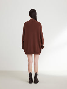 Oversized V-Neck Sweater | Brown