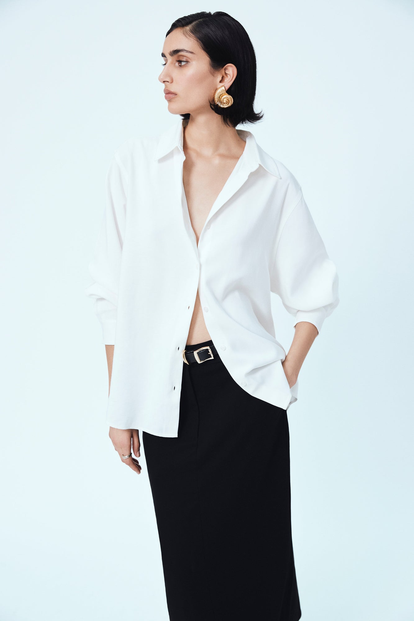 Oversized Button-Up Shirt | White