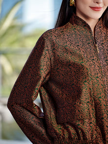Innovative Stand-Collar Baseball Jacket | Brown
