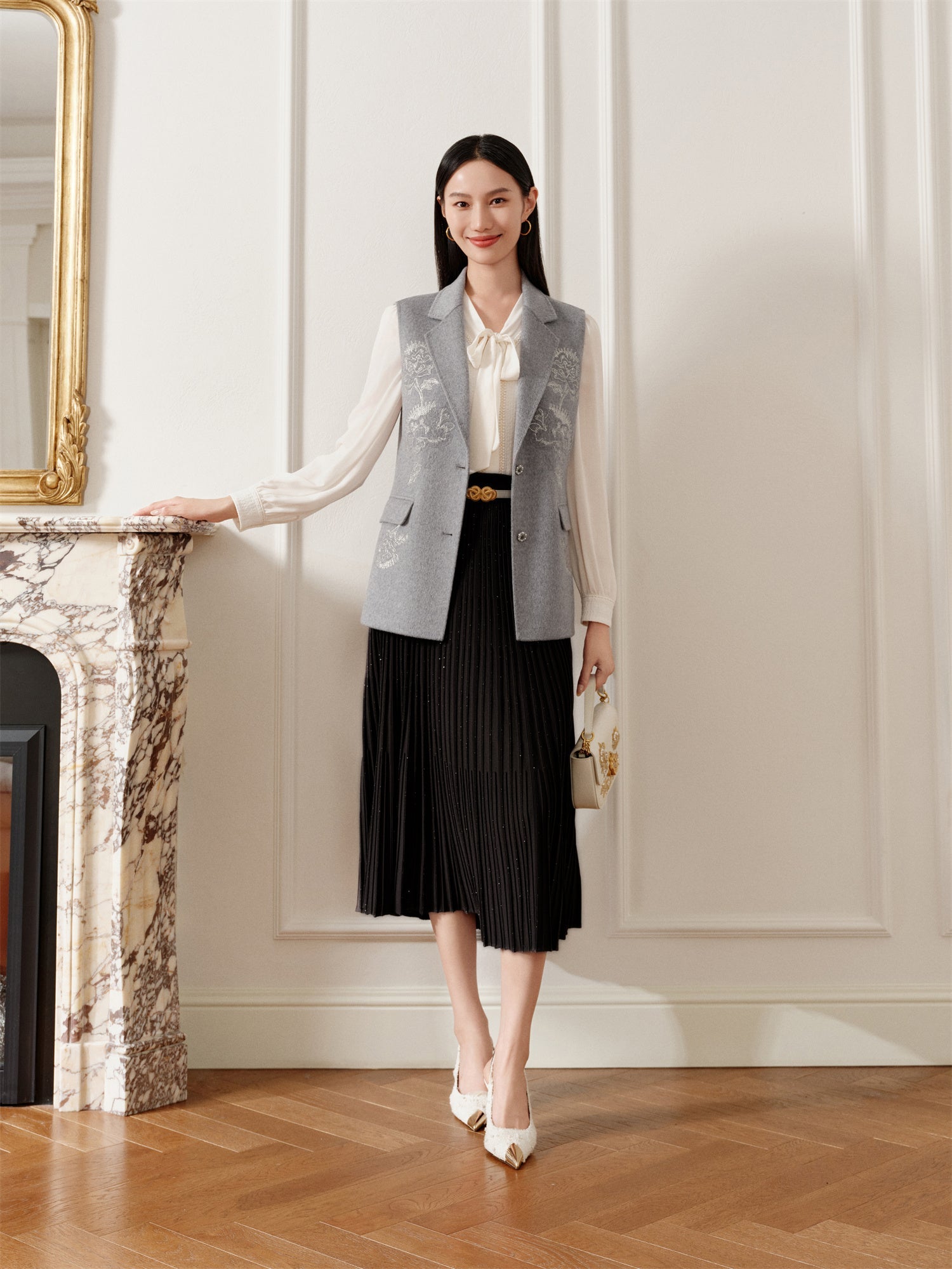 Suit Collar Lightweight Vest | Grey