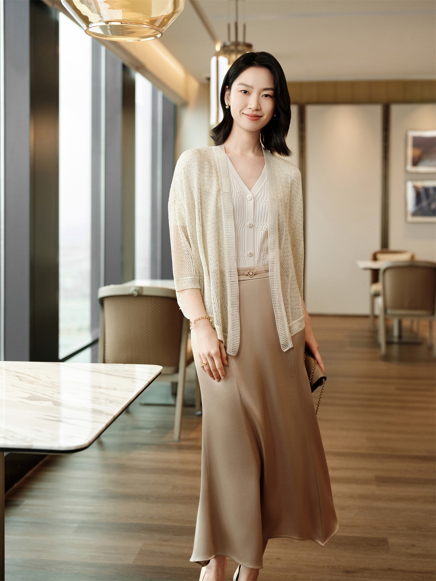 Mulberry Silk Knit Cardigan | Golden