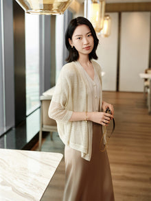 Mulberry Silk Knit Cardigan | Golden