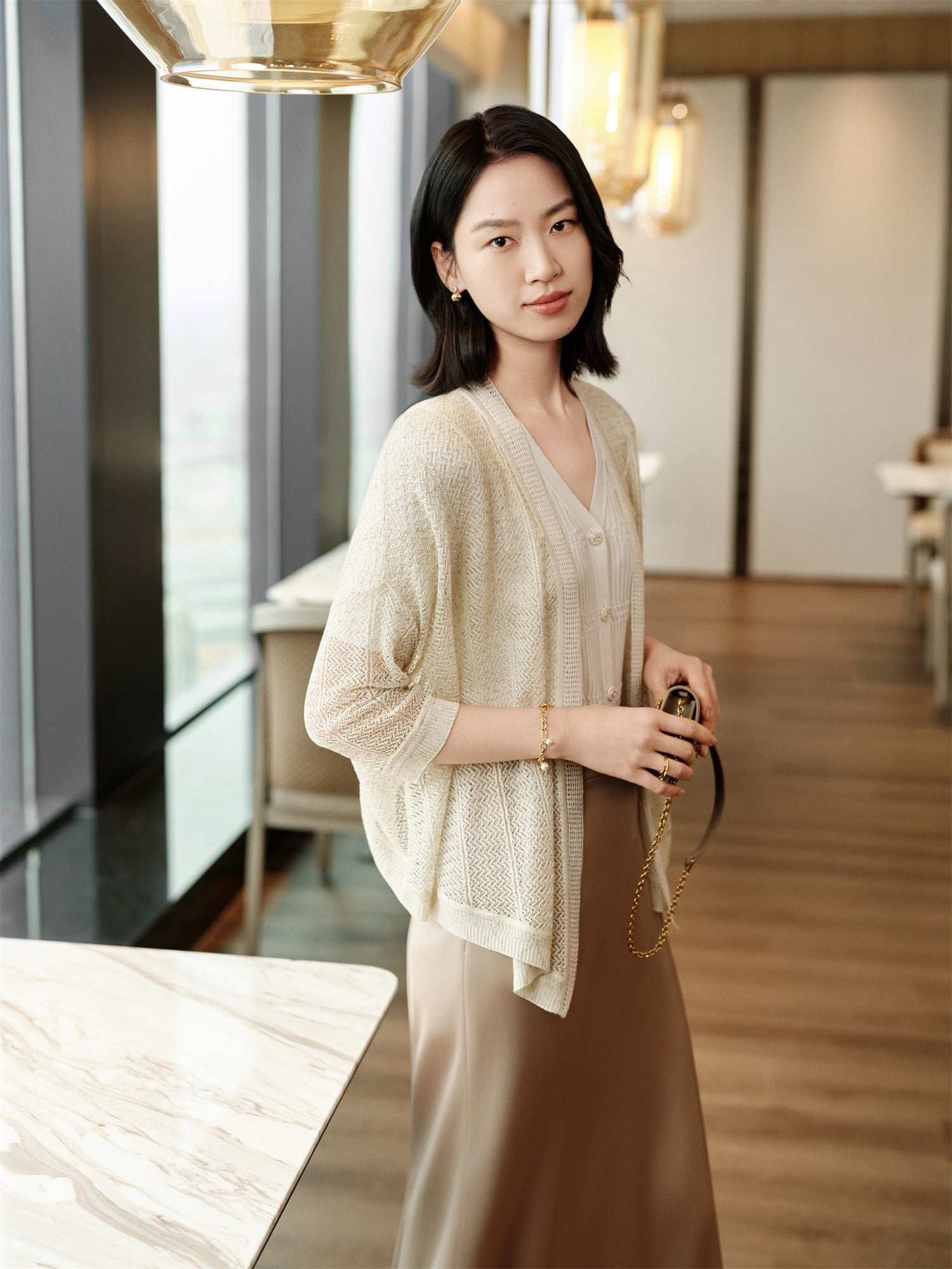 Mulberry Silk Knit Cardigan | Golden