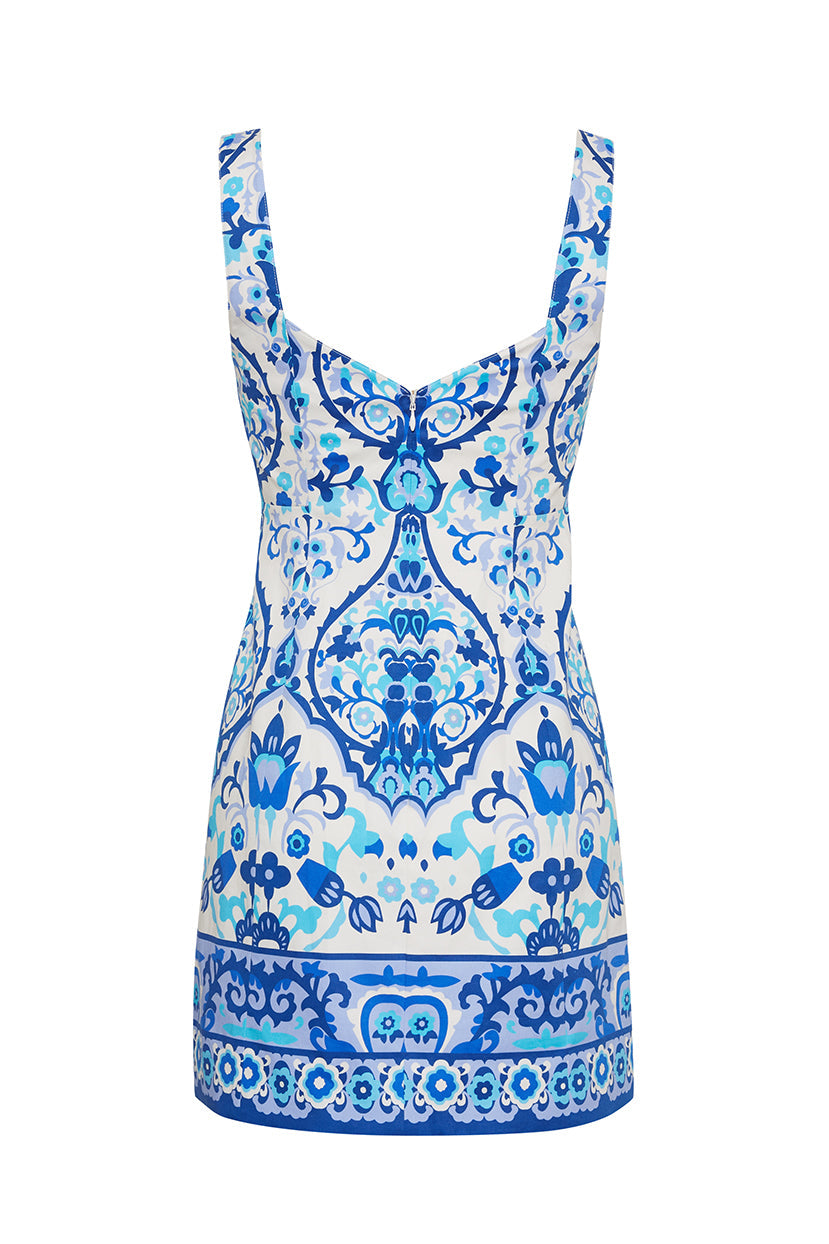 Anna Dress | Damask Blue