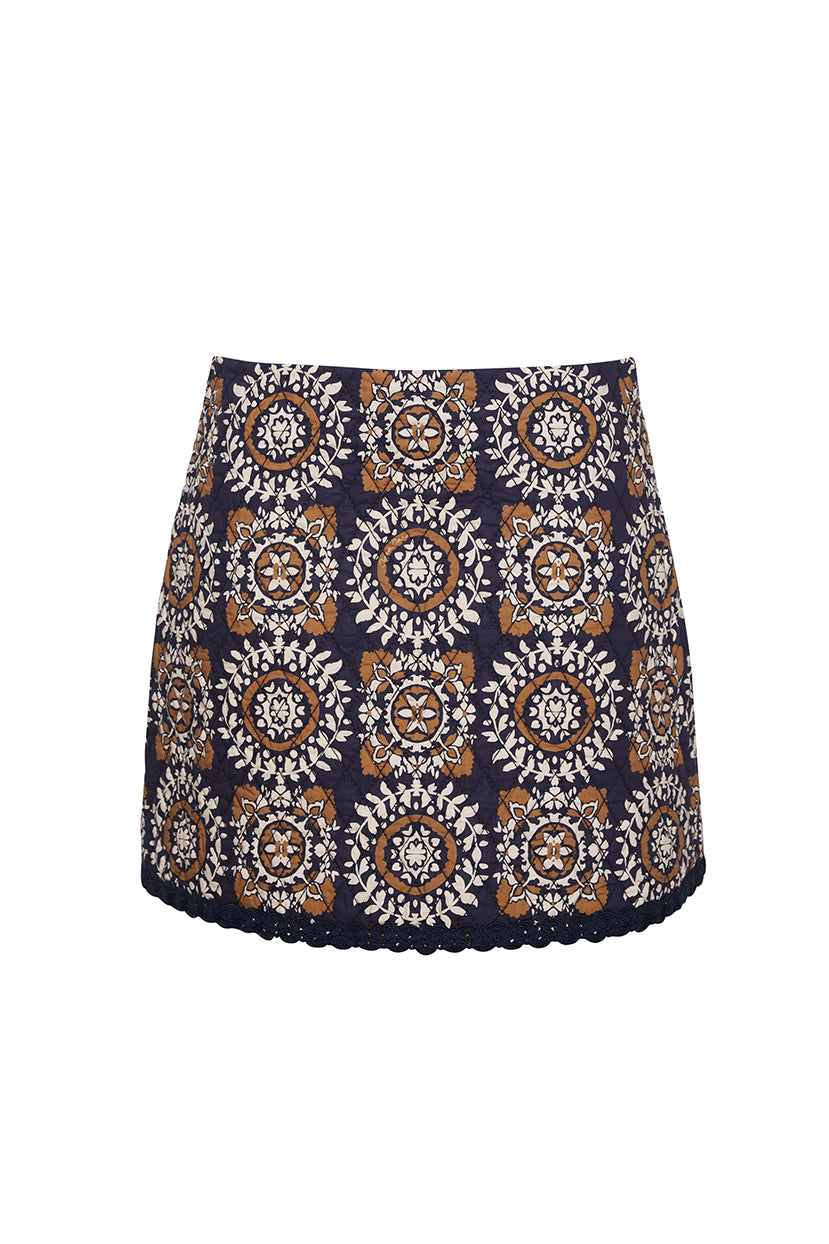 Chrissy Skirt | Blue Medallion Tile