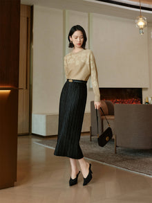 Silk and Wool Cashmere Knitted Sweater | Khaki