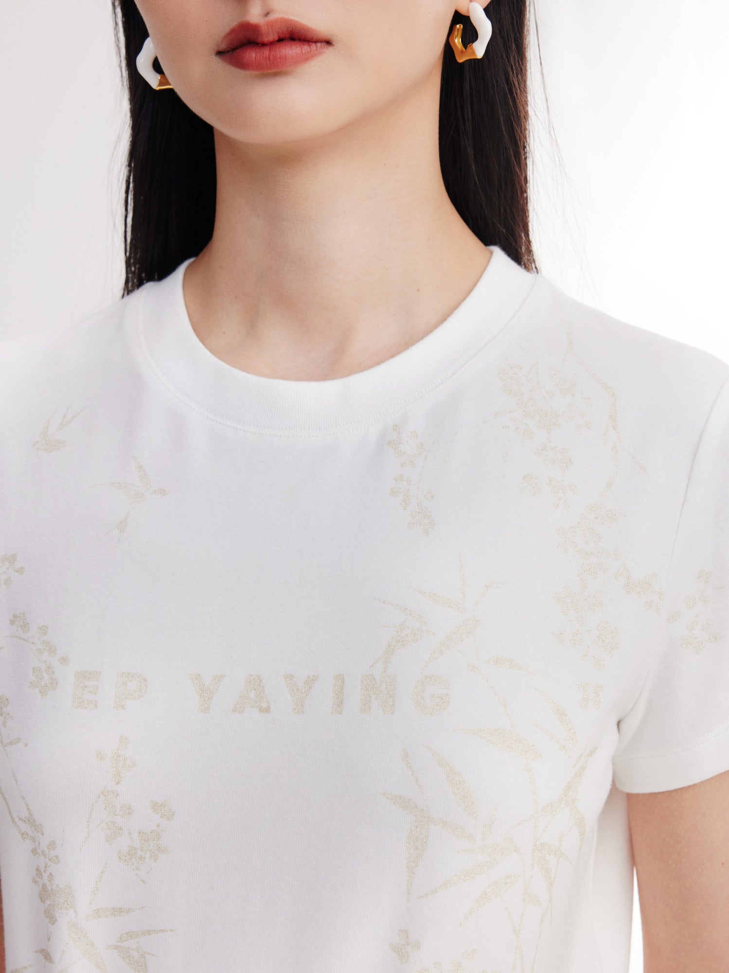 Cotton Printed Slim-Fit Short-Sleeve T-Shirt | White