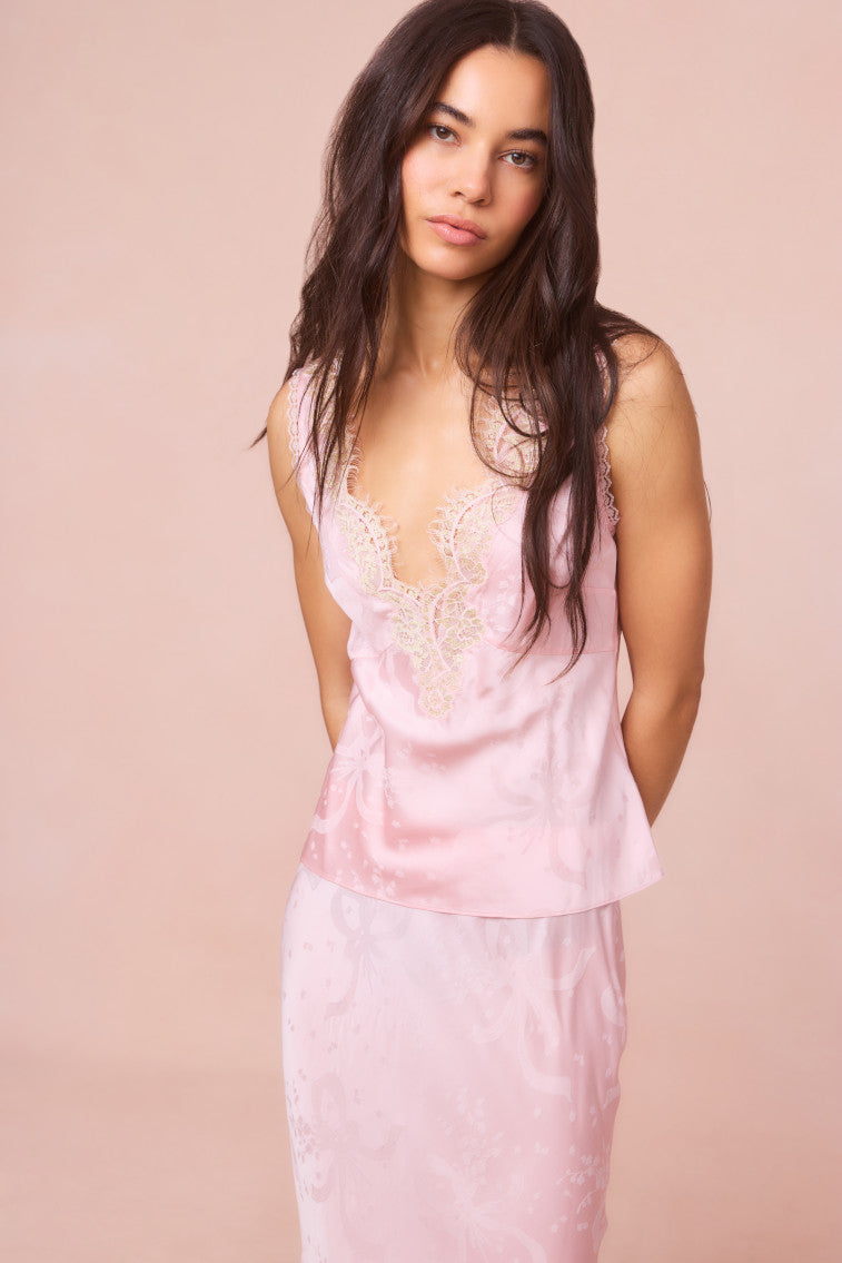 Adette Silk-Blend Jacquard Top | Soft Pink