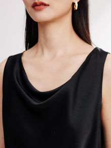Sleeveless Draped Neck Top | Black