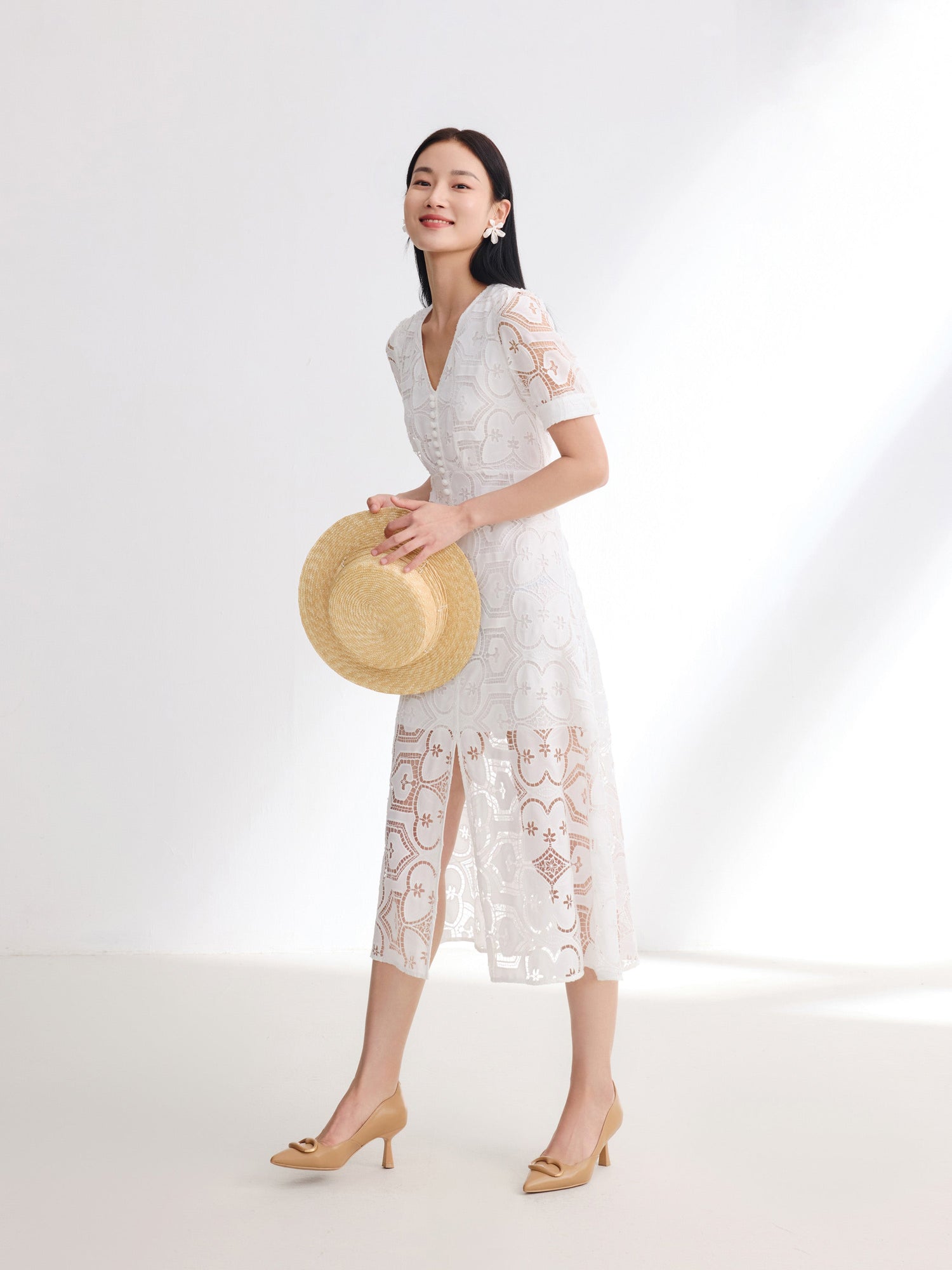 V-Neck Dress | White