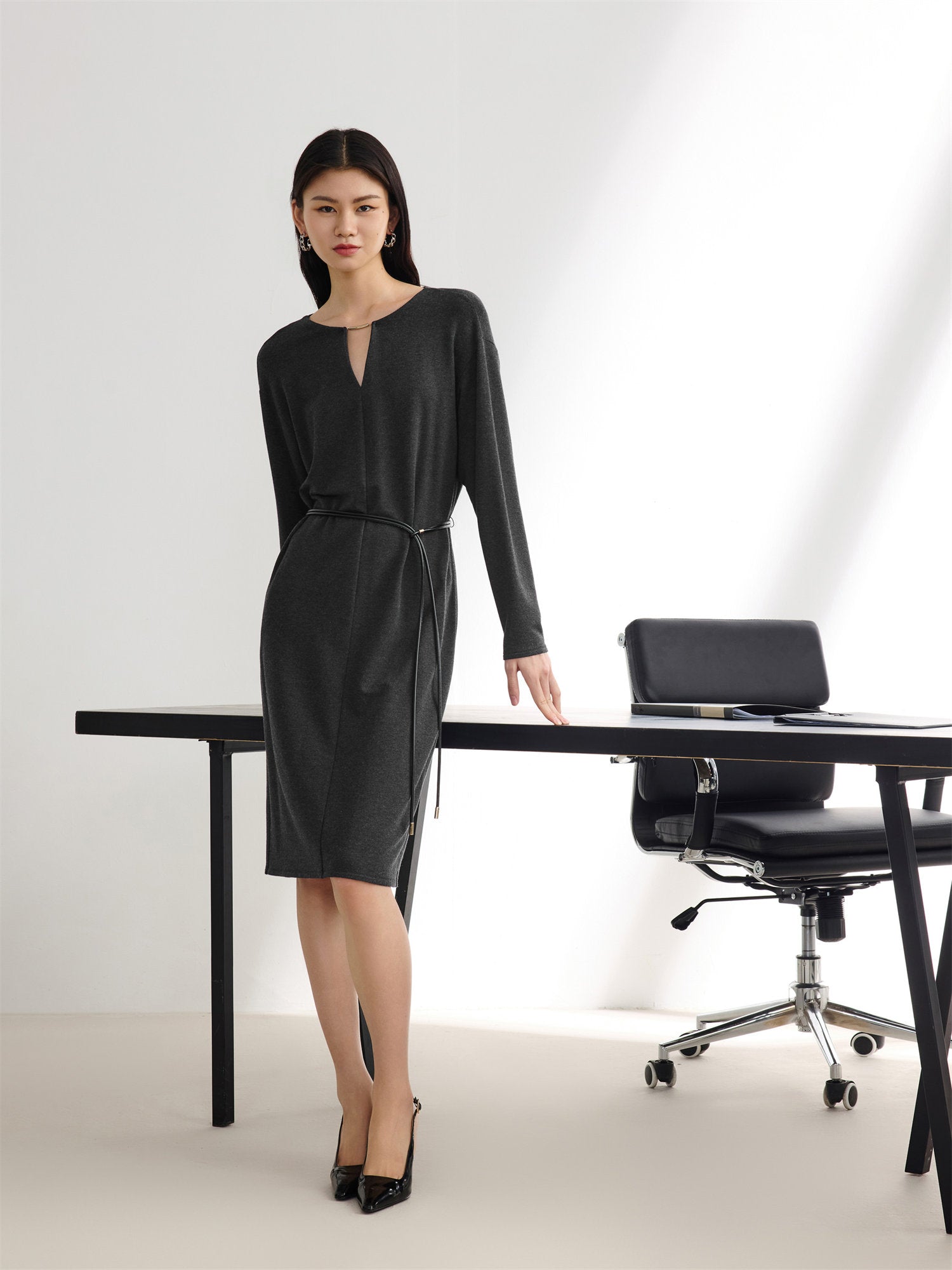 Warm Knit Dress | Gray