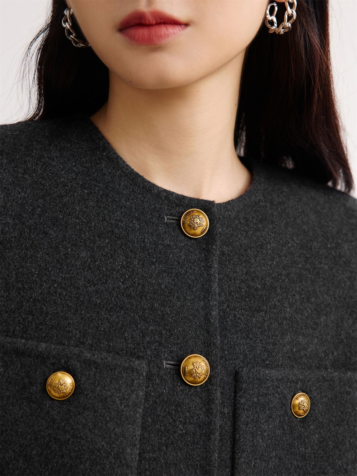 Pure Wool Tweed Coat | Grey