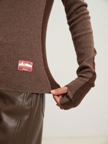 Turtleneck Knit Top | Heather Brown