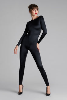 Open Back Long Sleeve Jumpsuit - French Kiss | Black