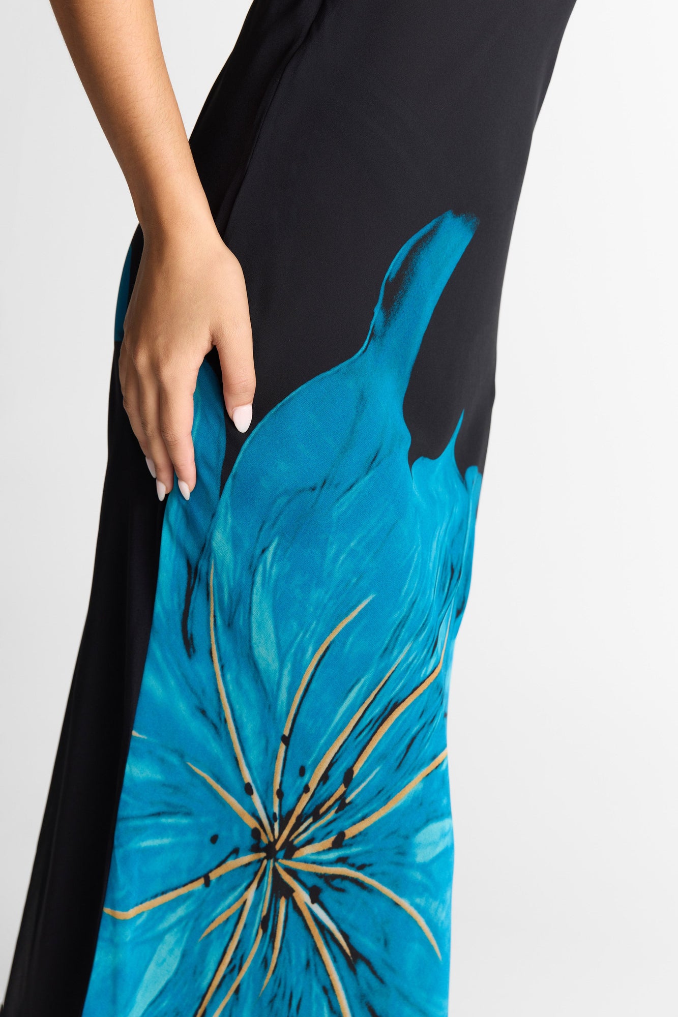 Raya Maxi Dress | Black/Blue Floral Print