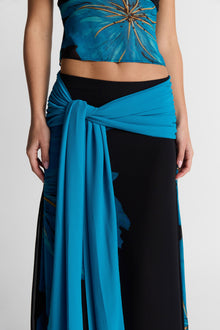 Marina Maxi Skirt Print | Black/Blue Floral Print