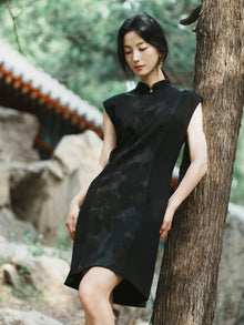Embroidered Chinese Style Neo-Chinese Cheongsam Dress | Black