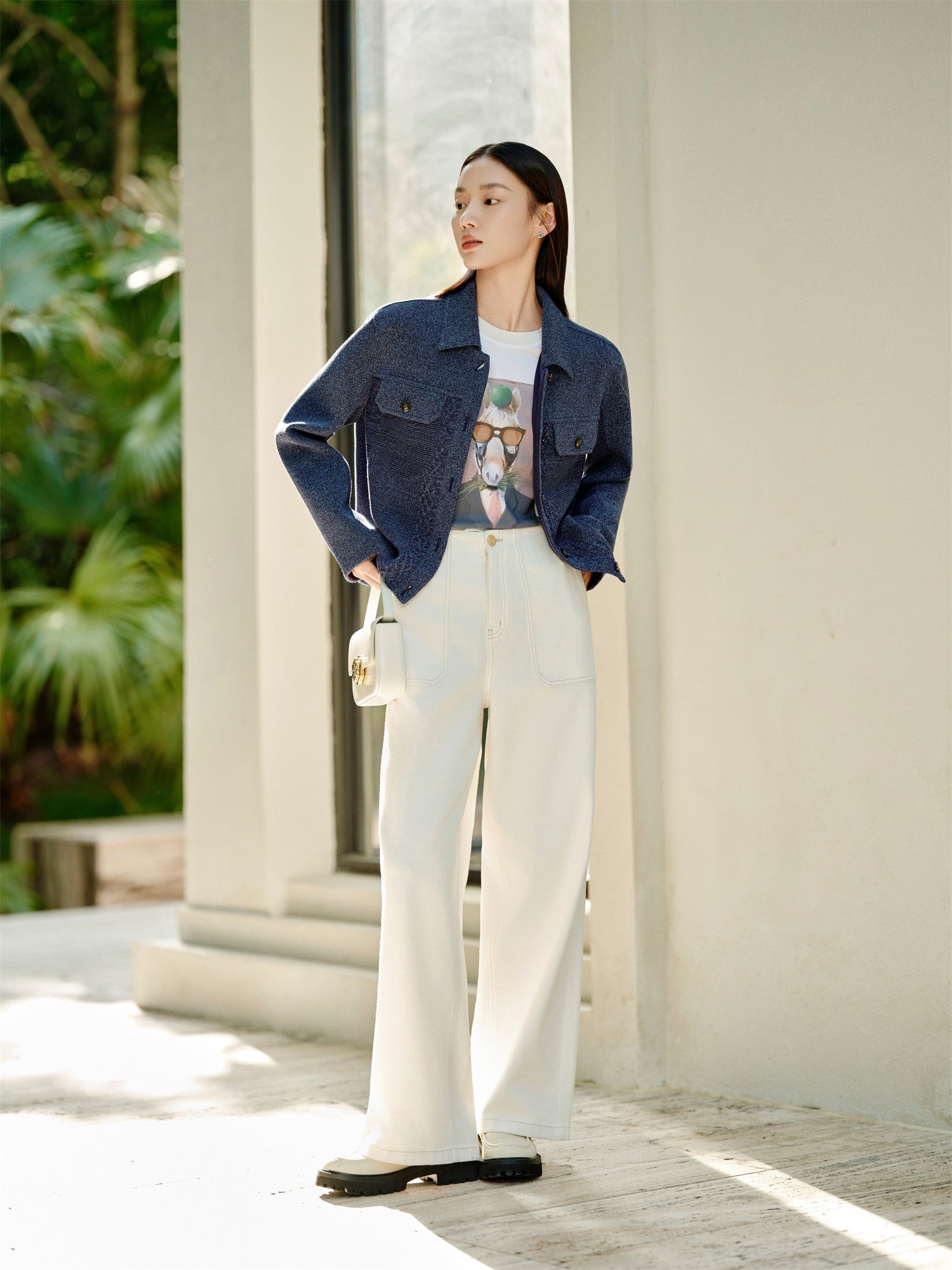 Tencel Cotton Straight-Leg Jeans | White