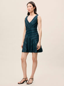 Eyelash Mini Dress | Green/Navy