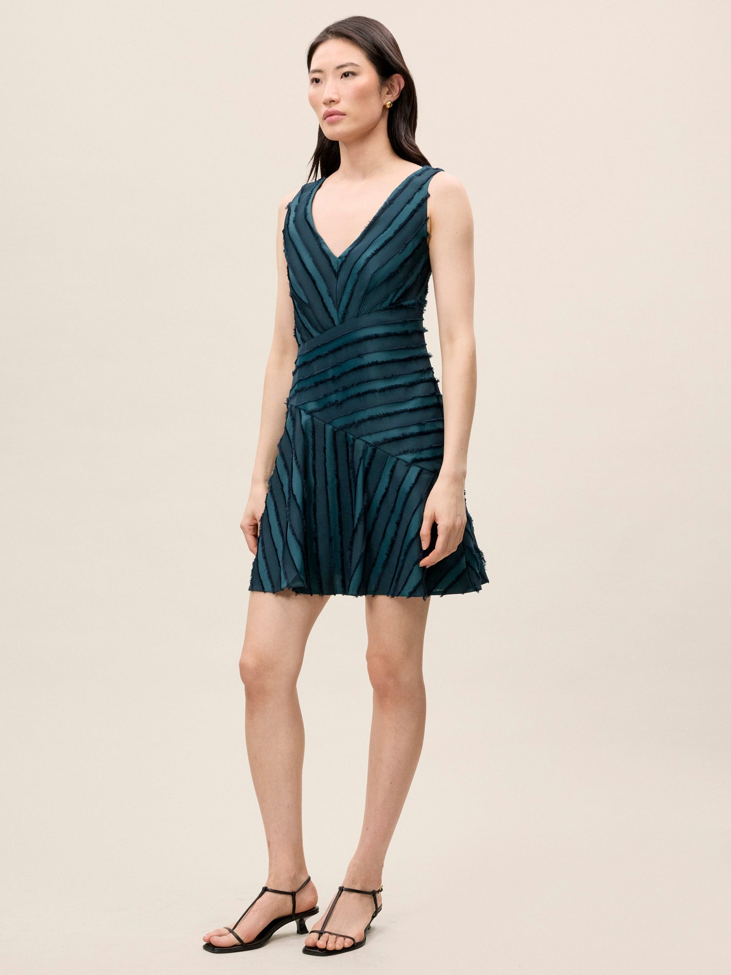 Eyelash Mini Dress | Green/Navy