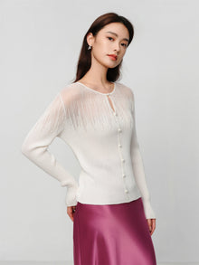 Silk-Acetate Knit Base Layer | White