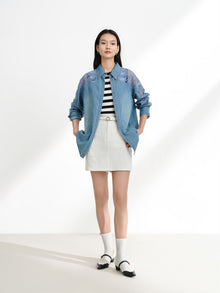 Tencel-Cotton Denim Shirt | Blue