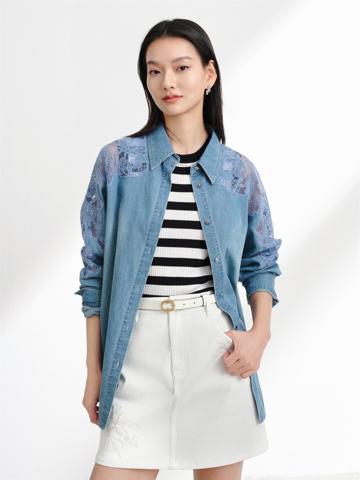 Tencel-Cotton Denim Shirt | Blue