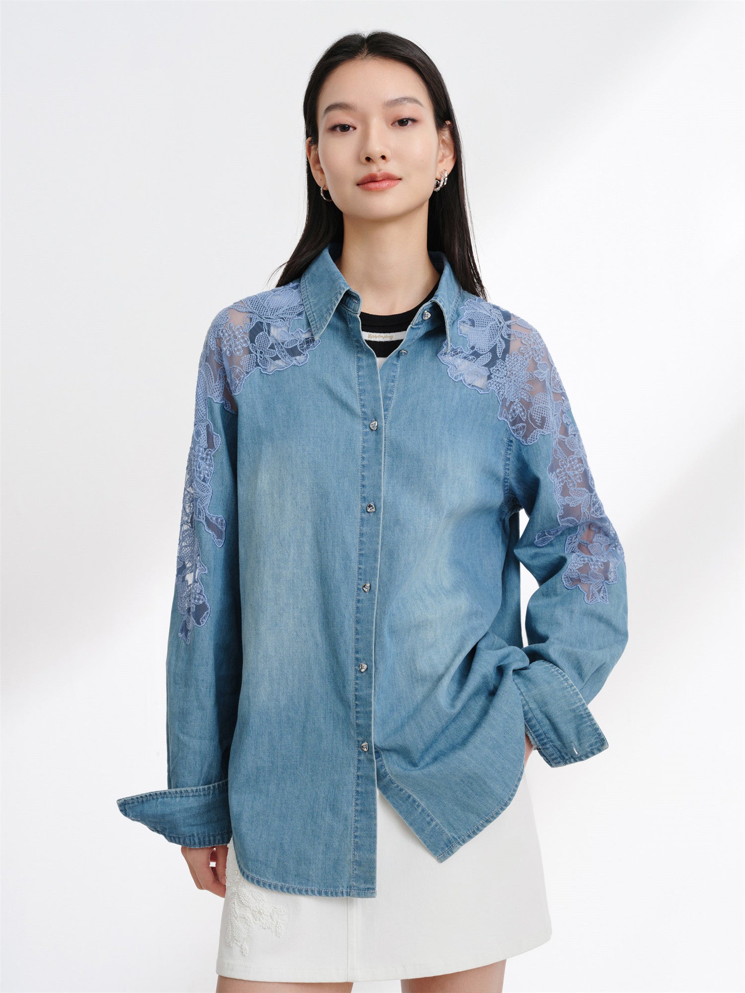 Tencel-Cotton Denim Shirt | Blue