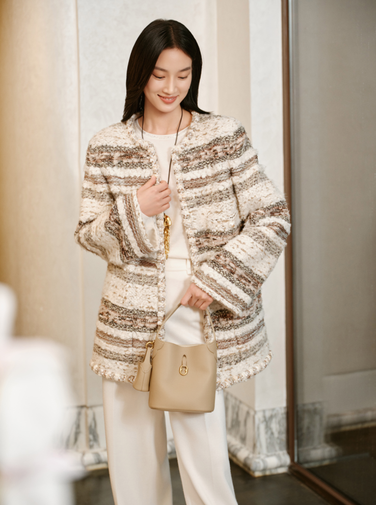 Striped Coat | Beige