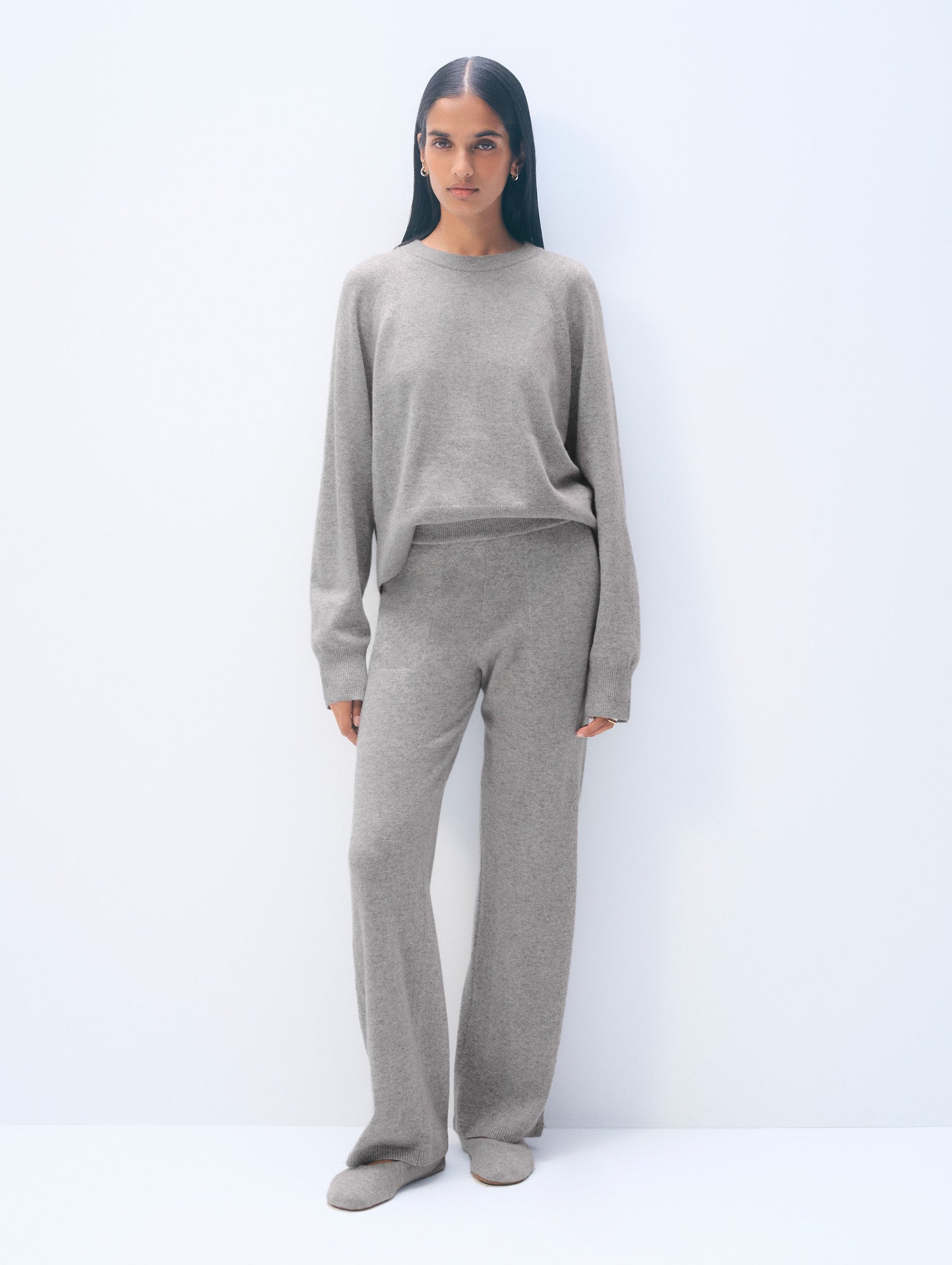 Cashmere Wide Leg Pant | Grey Heather