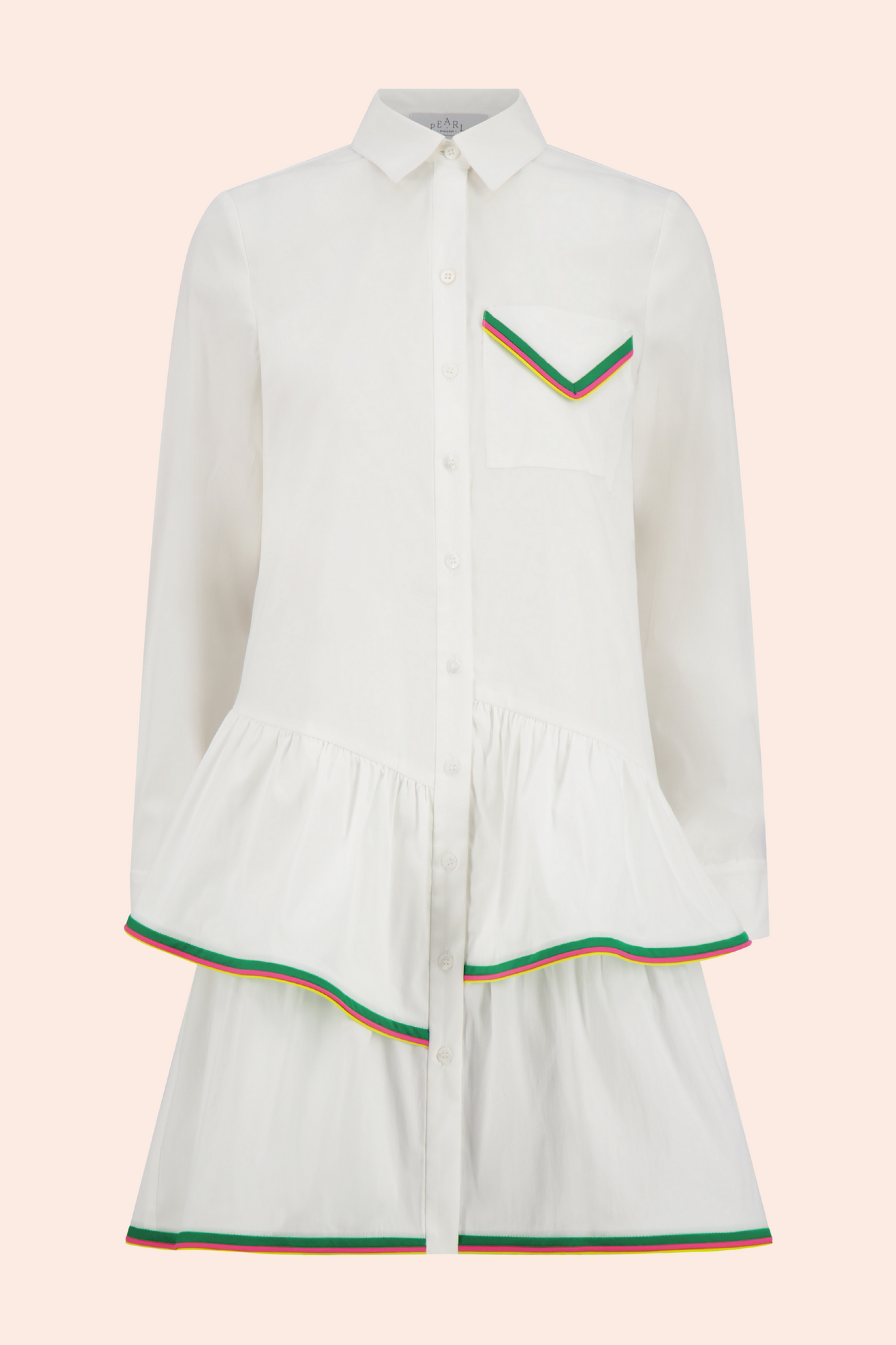 Cotton Poplin Ruffle Dress | White