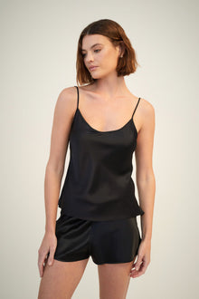 GINIA Plain Silk Cami - Black