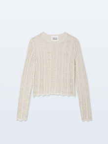Cotton Crochet Crewneck | Cream