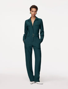 Another Tomorrow Relaxed Utility Jumpsuit in Juniper – Wool Women's Jumpsuit