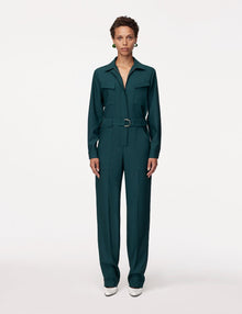 Another Tomorrow Relaxed Utility Jumpsuit in Juniper – Wool Women's Jumpsuit