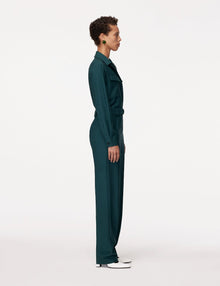 Another Tomorrow Relaxed Utility Jumpsuit in Juniper – Wool Women's Jumpsuit