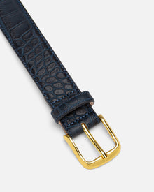 No. 4 Belt | Navy Croc/Gold