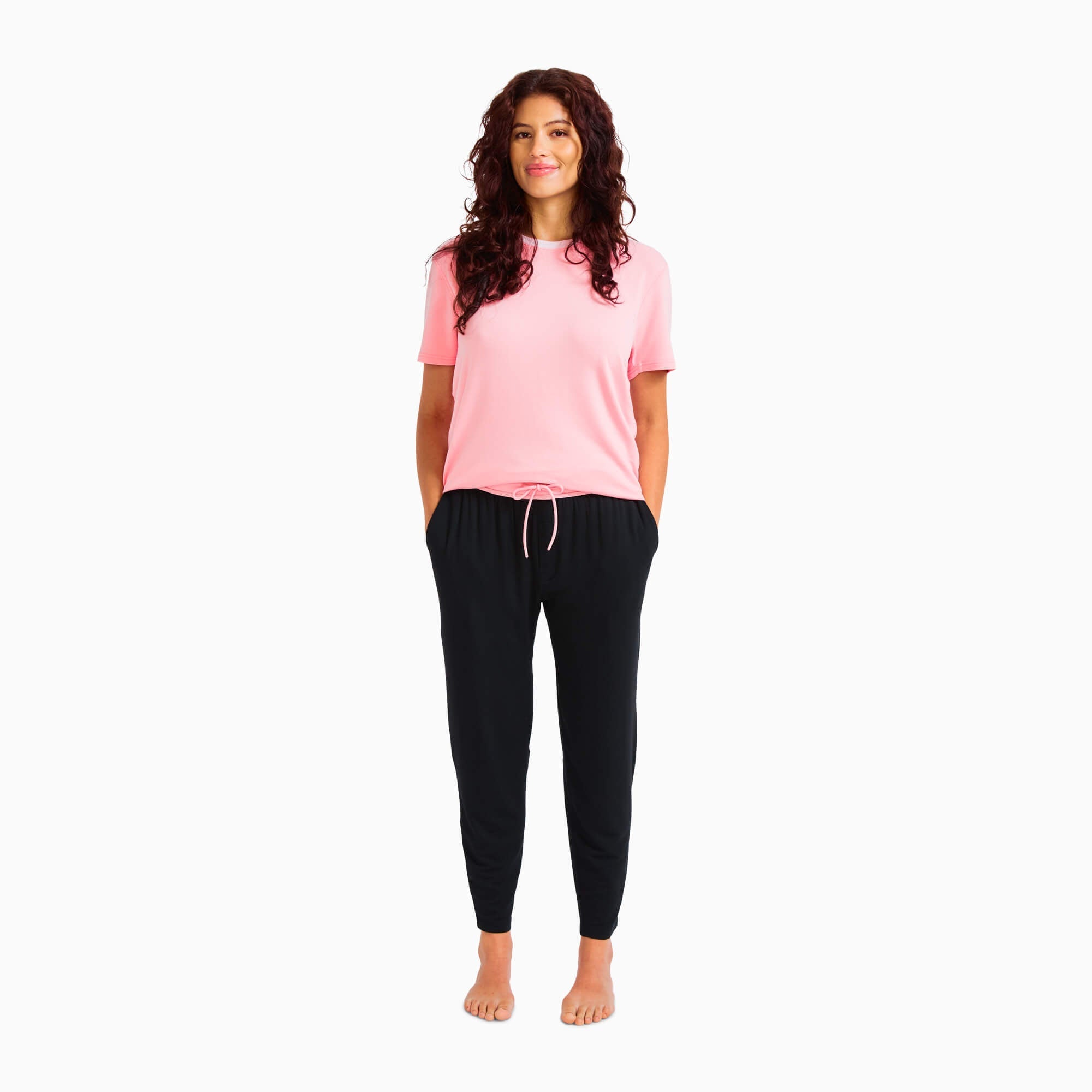 Modal French Terry Lounge Pants | Black/Flamingo