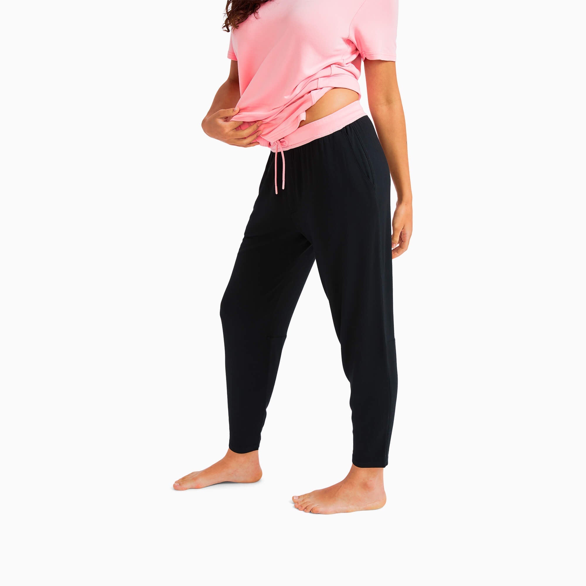 Modal French Terry Lounge Pants | Black/Flamingo