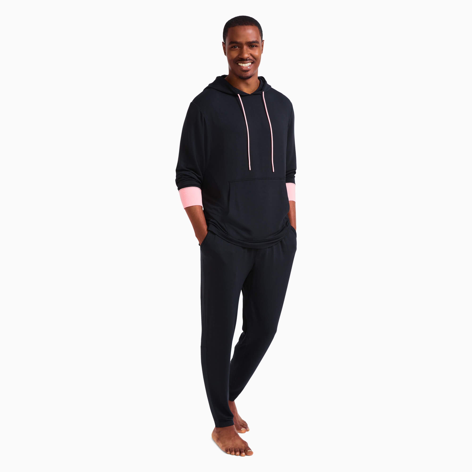 Modal French Terry Lounge Pants | Black/Flamingo