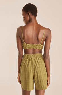 Ruched Bra | Mini Plaid Olive Combo