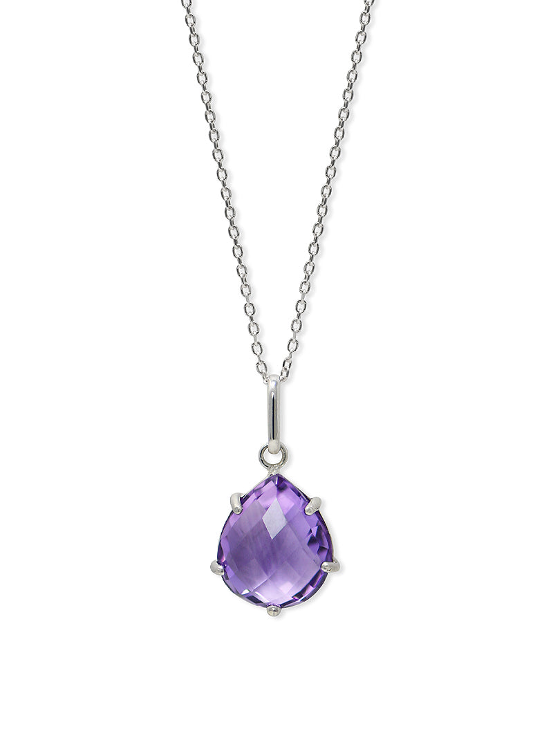 Classique Gemstone Necklace | Clear Topaz | 925 Rhodium Plated Sterling Silver